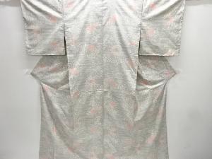 クリスマスセール大特価品　未使用品　流水に花模様織り出し本場白大島紬着物(5マルキ)